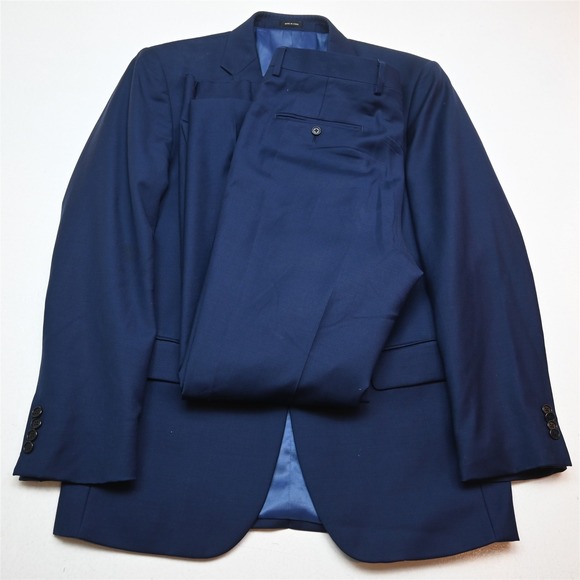 Joseph Abboud 40R 33x30 Blue 100% Wool Mens Jacket Pants Suit